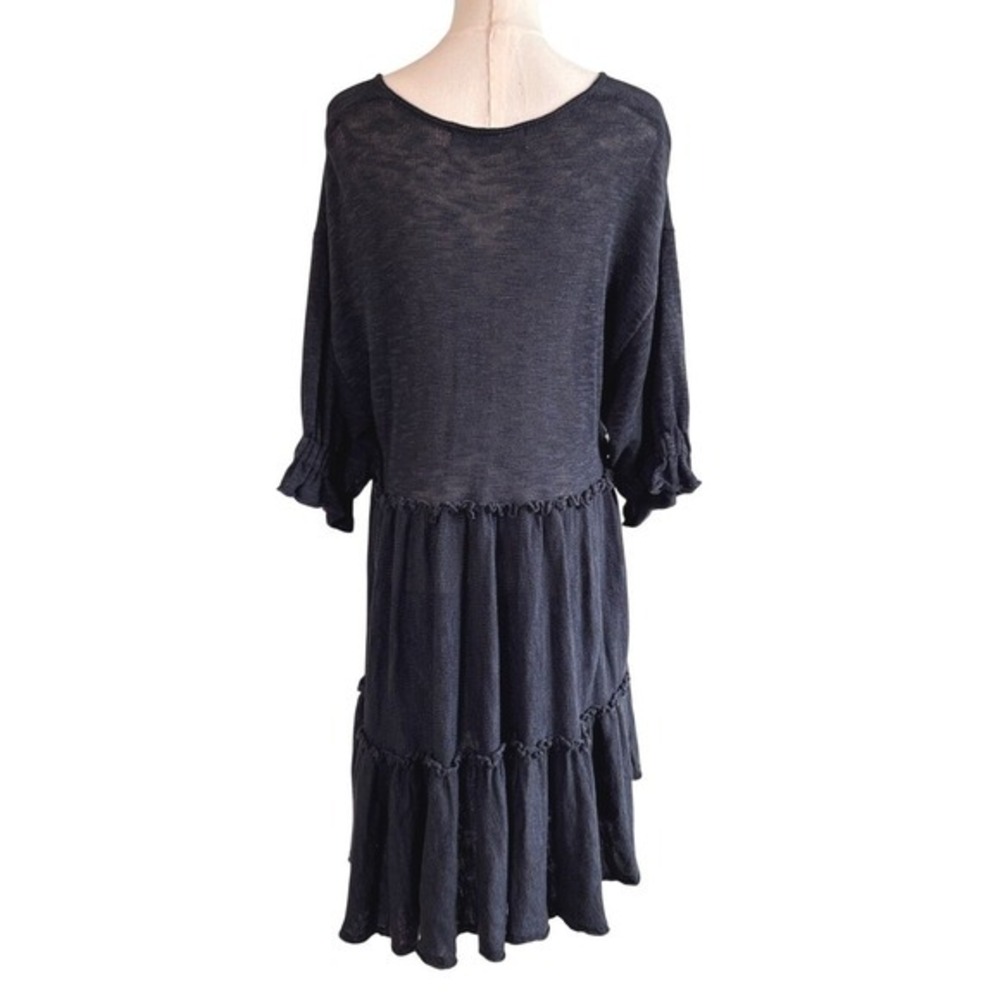 Free People FP Beach Mini Dress Dark Navy XS S Tiered Ruffle Knit Boho Consign - Picture 2 of 10
